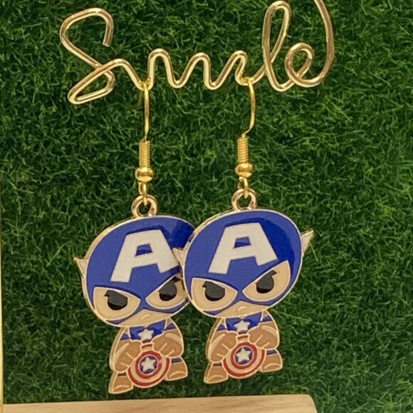 Superhero Earrings, Hero Earring, Captain America Earring, Gift Idea, Heroes - Picture 4 of 8